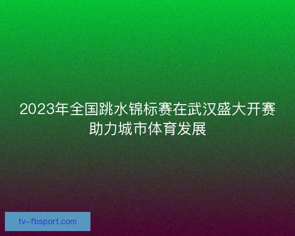 2023年全国跳水锦标赛在武汉盛大开赛助力城市体育发展
